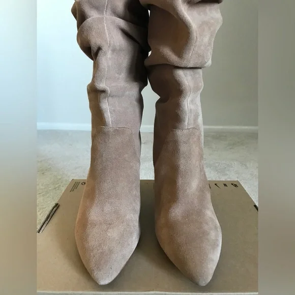 Antonio Melanie Sapphira Beige Suede Slouch Knee High Tall Boot W9 - Picture 2 of 16